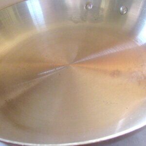 Vintage Copper 8" Fry Pan, Brushed Tin lined, Brass Handle  D1111